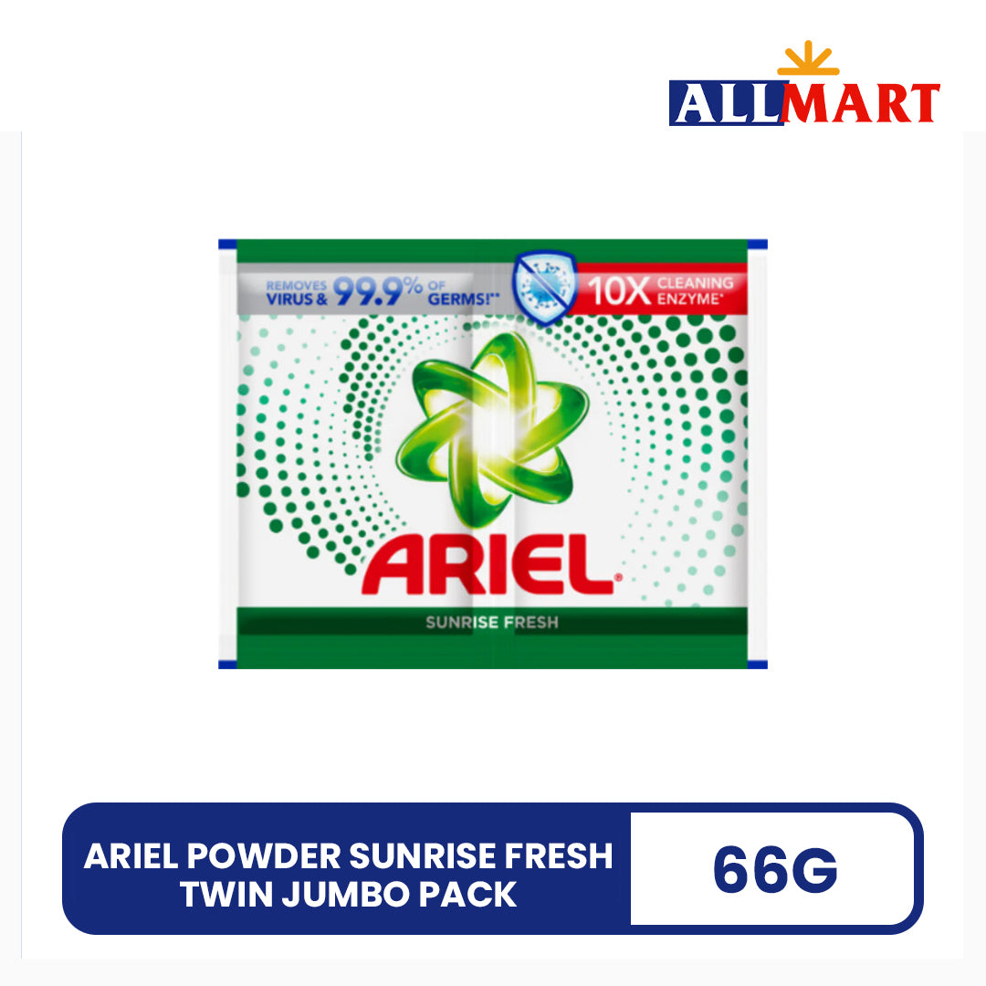 Ariel Powder Sunrise Fresh Twin Jumbo Pack 66g