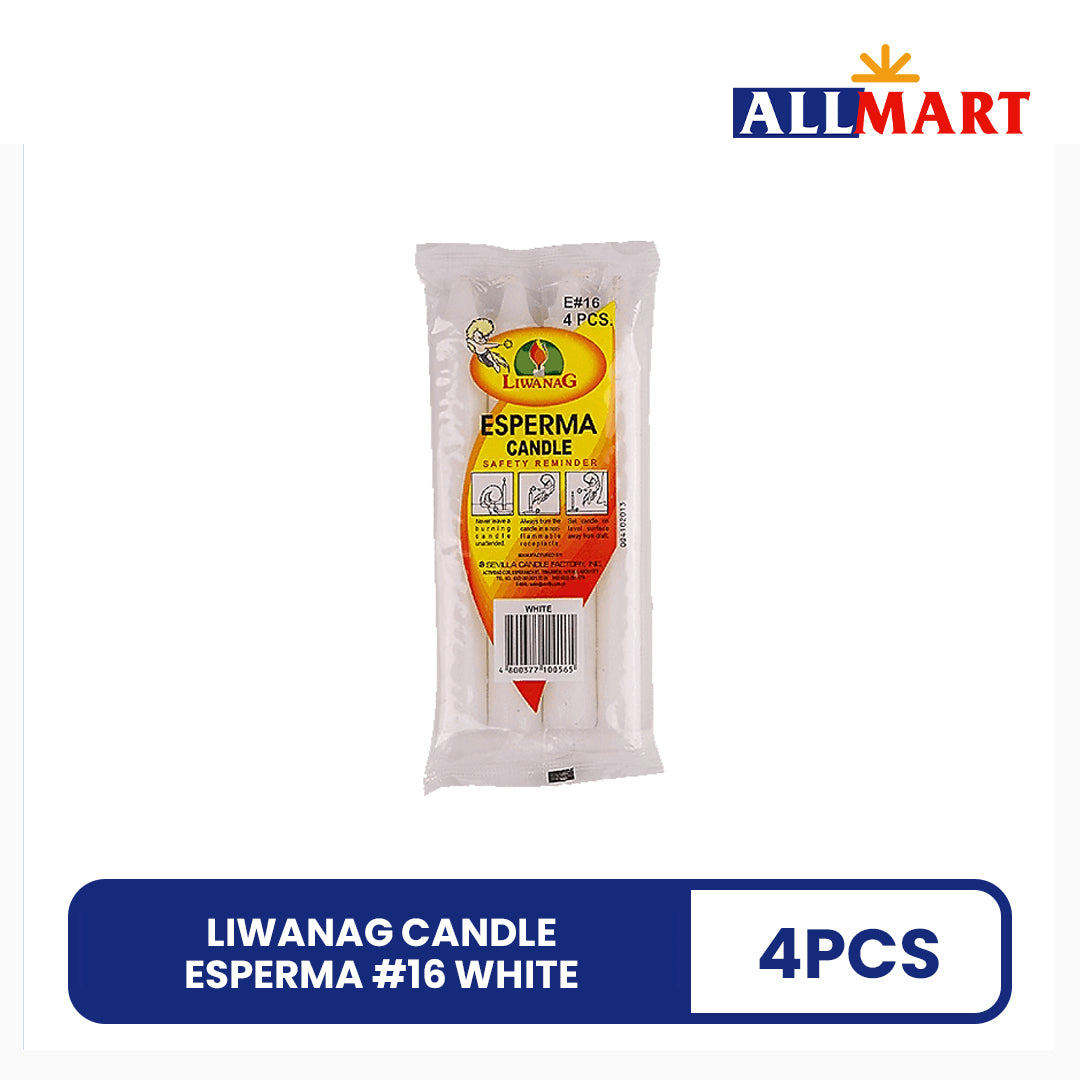 Liwanag Candle Esperma#16 White 4pcs