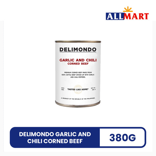 Delimondo Garlic and Chili Corned Beef 380g canned beef available online at AllMart